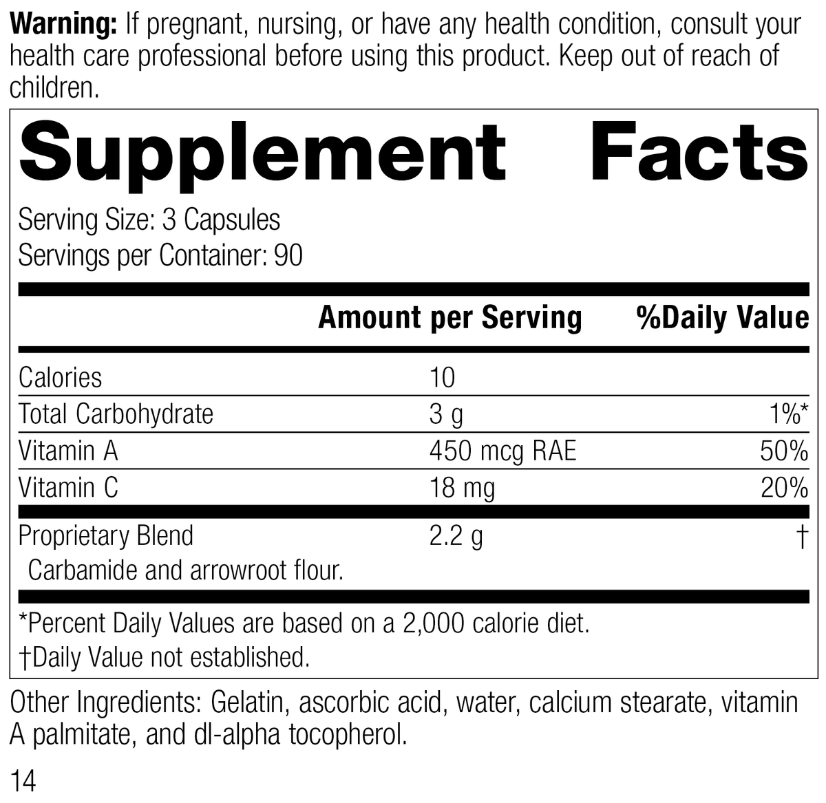 A-C Carbamide®, 270 Capsules, Rev 12 Supplement Facts