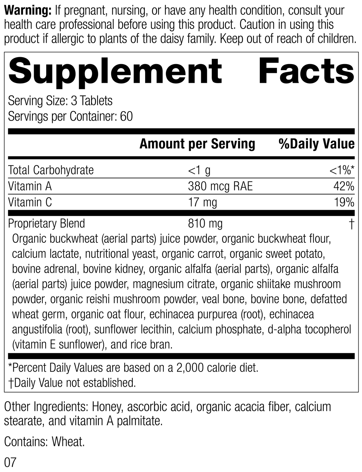 Cataplex® A-C-P, 180 Tablets, Rev 04 Supplement Facts