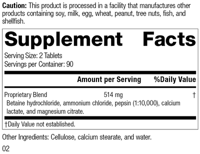 Betaine Hydrochloride, Rev 02 Supplement Facts