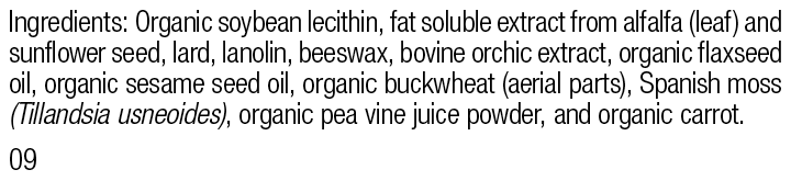 Rev 09 supplement facts for Chlorophyll Complex Ointment™, 0.6 oz (18 g).