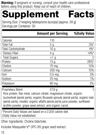 SP Complete® Dairy Free, Rev 11 Supplement Facts