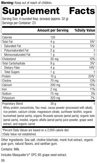 SP Complete® Chocolate, 26 Ounces, Rev 05 Supplement Facts