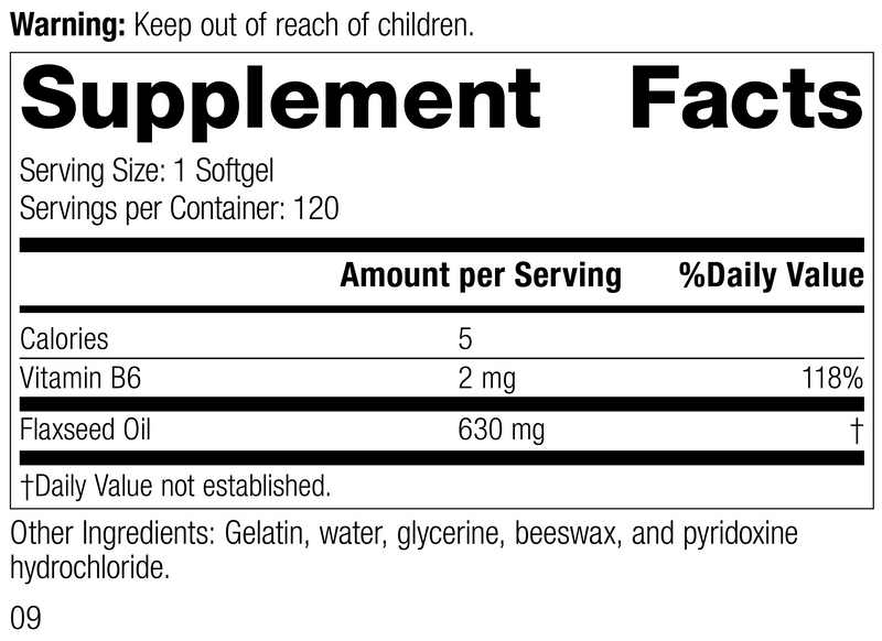 Flax Oil with B6, formerly known as Linum B6 5340-8.0 Supplement Facts