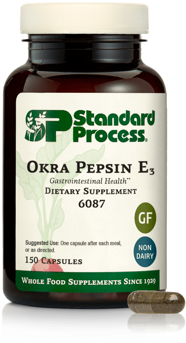 Okra Pepsin E3, 150 Capsules