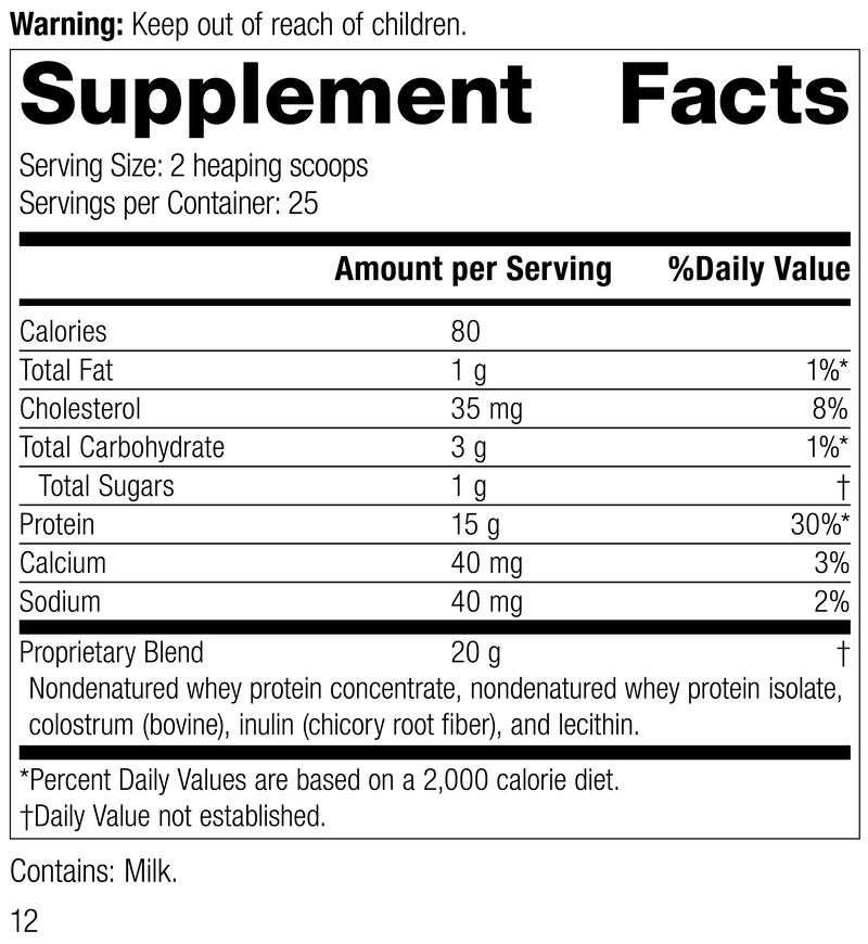 Whey Pro Complete, 1.3 lbs. (600 g), Rev 11 Supplement Facts
