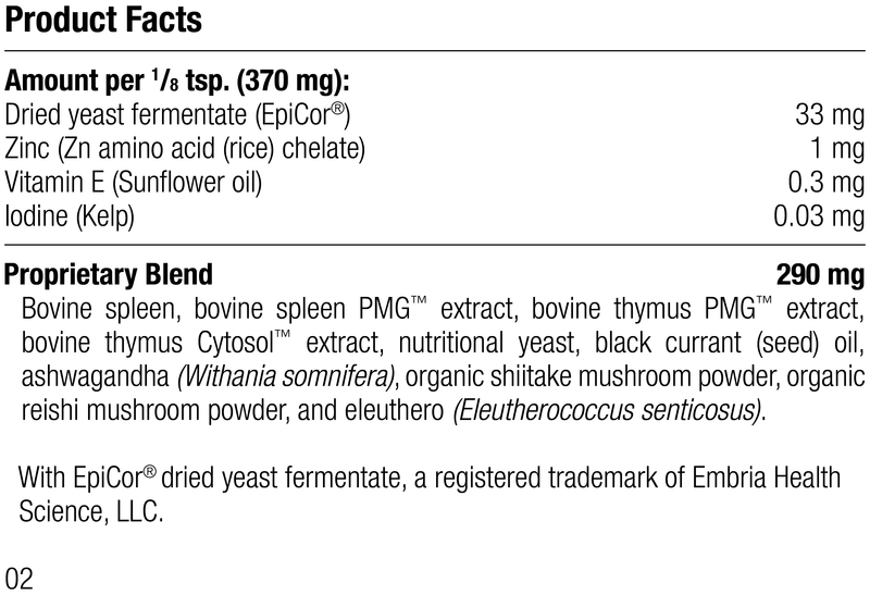A1610 Canine Immune System Support, 30 g, Rev 01 Supplement Facts	