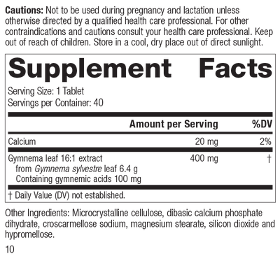 Gymnema, 40 Tablets, Rev 09 Supplement Facts