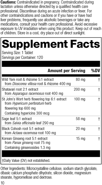 Wild Yam Complex, 120 Tablets, Rev 09 Supplement Facts