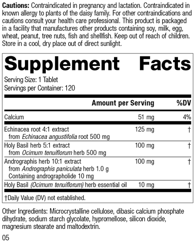 Andrographis Complex, 120 Tablets, Rev 05 Supplement Facts