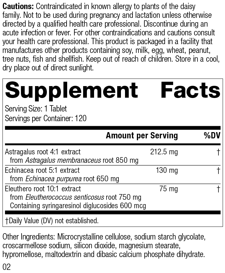 Astragalus Complex, 120 Tablets, Rev 02 Supplement Facts