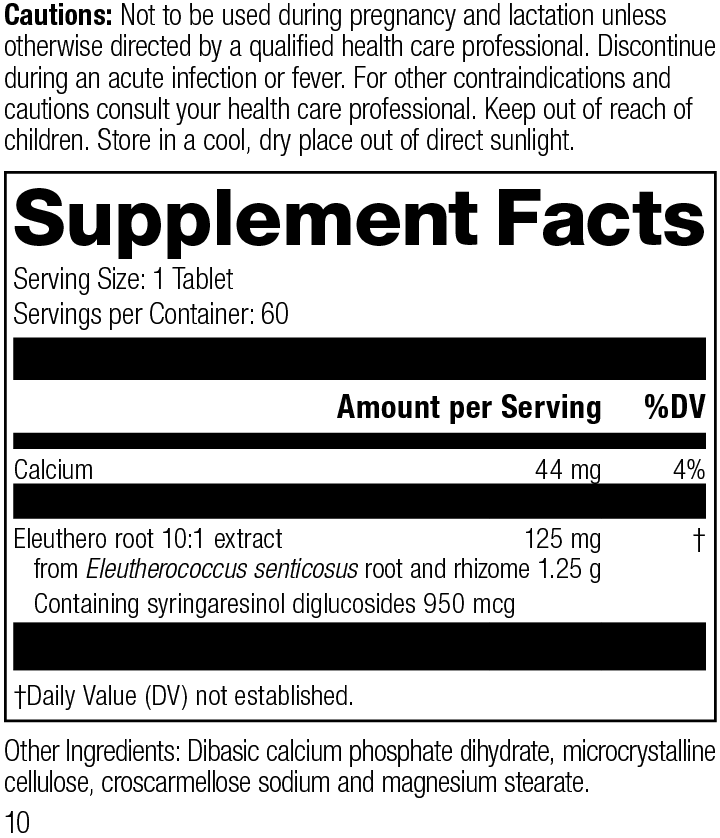 Eleuthero, 60 Tablets, Rev 10 Supplement Facts