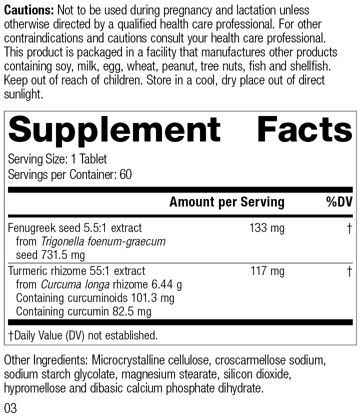 Turmeric Forte, 60 Tablets, Rev 03 Supplement Facts