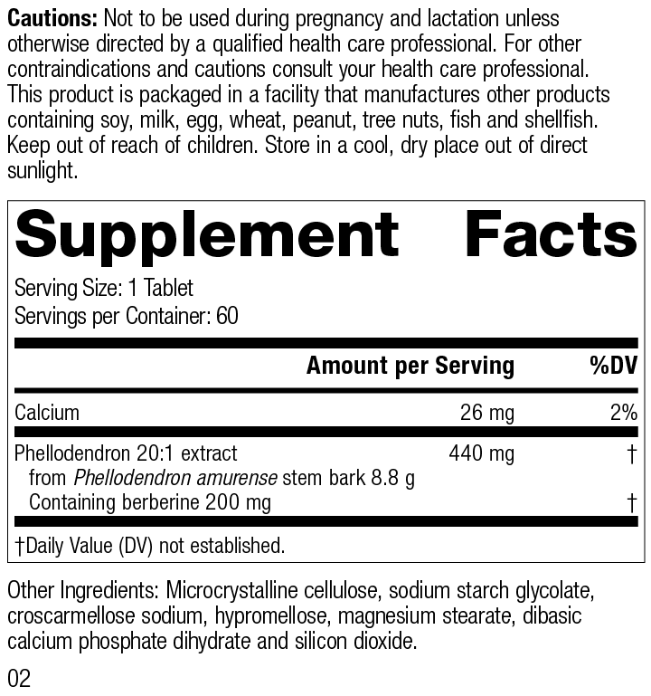 Berberine Active, 60 Tablets, Rev 02 Supplement Facts