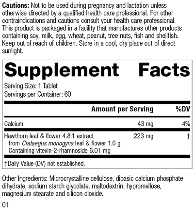 Hawthorn, 60 Tablets, Rev 01 Supplement Facts