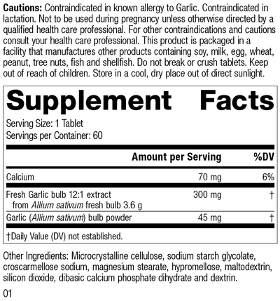 Garlic Forte, 60 Tablets, Rev 01 Supplement Facts