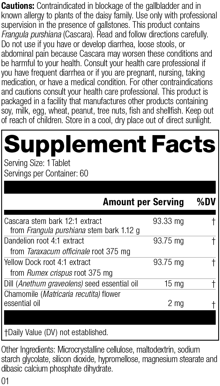 Colax, 60 Tablets Rev 01 Supplement Facts